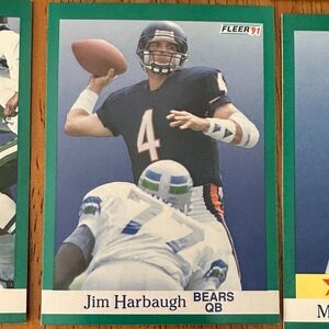 Fleer '91 Jim Harbaugh Football Trading Card - Navy/White